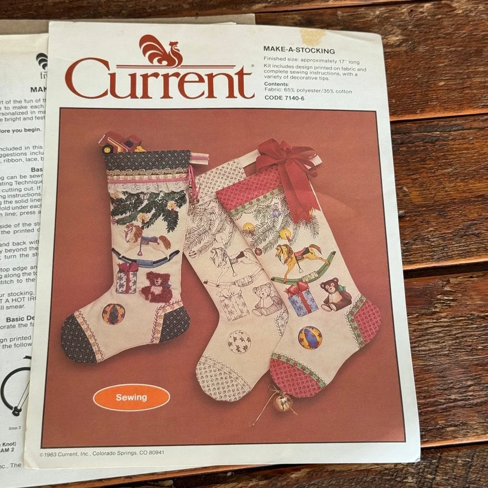 Vintage Make-A-Stocking Sewing Kit Christmas Rocking Horse Holiday‎ Folk Art